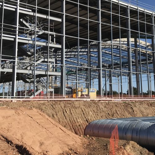 metal structure of an apartment block
